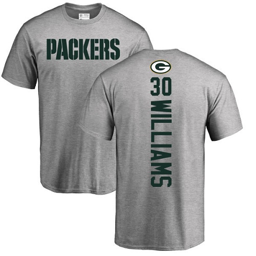 Men Green Bay Packers Ash #30 Williams Jamaal Backer Nike NFL T Shirt->nfl t-shirts->Sports Accessory